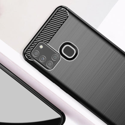 Husa pentru Samsung Galaxy A21s A217, Techsuit, Carbon, Neagra