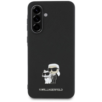 Husa pentru Samsung Galaxy A36 A366, Karl Lagerfeld, Saffiano Karl & Choupette Metal, Neagra