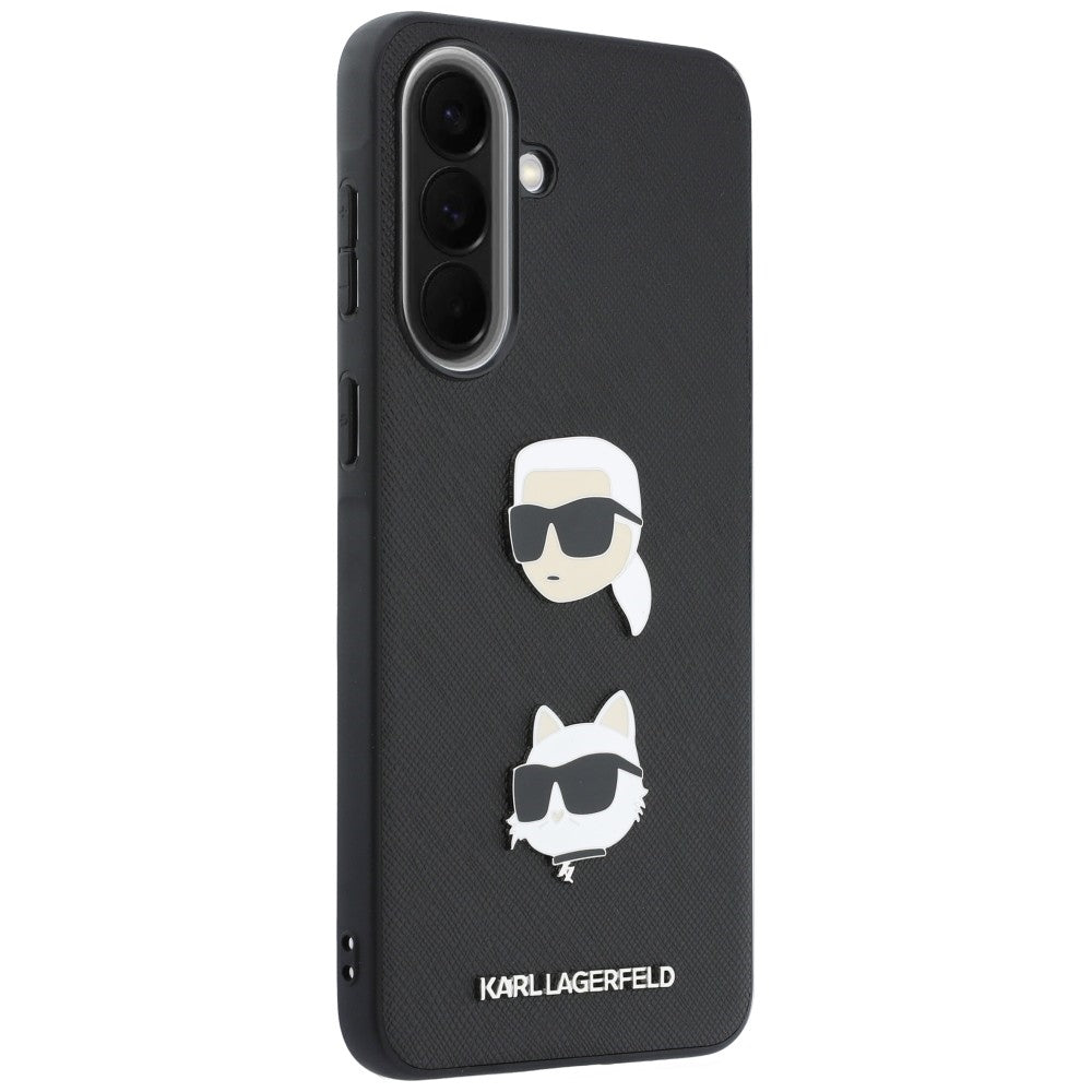 Husa pentru Samsung Galaxy A37 5G, Karl Lagerfeld, Grained Karl & Choupette's Heads Pins and Logo, Neagra