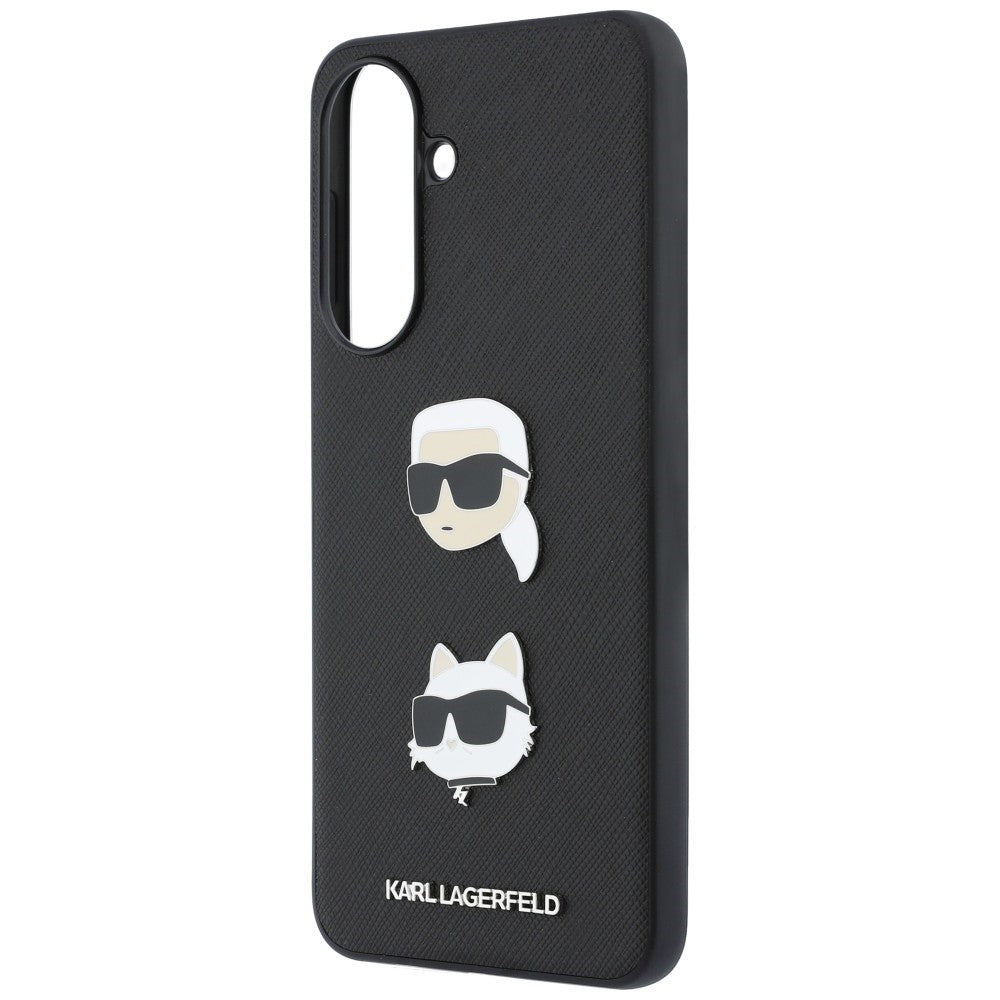Husa pentru Samsung Galaxy A37 5G, Karl Lagerfeld, Grained Karl & Choupette's Heads Pins and Logo, Neagra