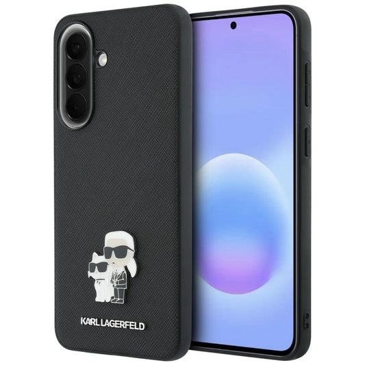 Husa pentru Samsung Galaxy A37 5G, Karl Lagerfeld, Saffiano Karl & Choupette Metal, Neagra