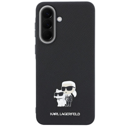 Husa pentru Samsung Galaxy A37 5G, Karl Lagerfeld, Saffiano Karl & Choupette Metal, Neagra