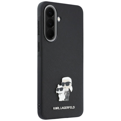 Husa pentru Samsung Galaxy A37 5G, Karl Lagerfeld, Saffiano Karl & Choupette Metal, Neagra