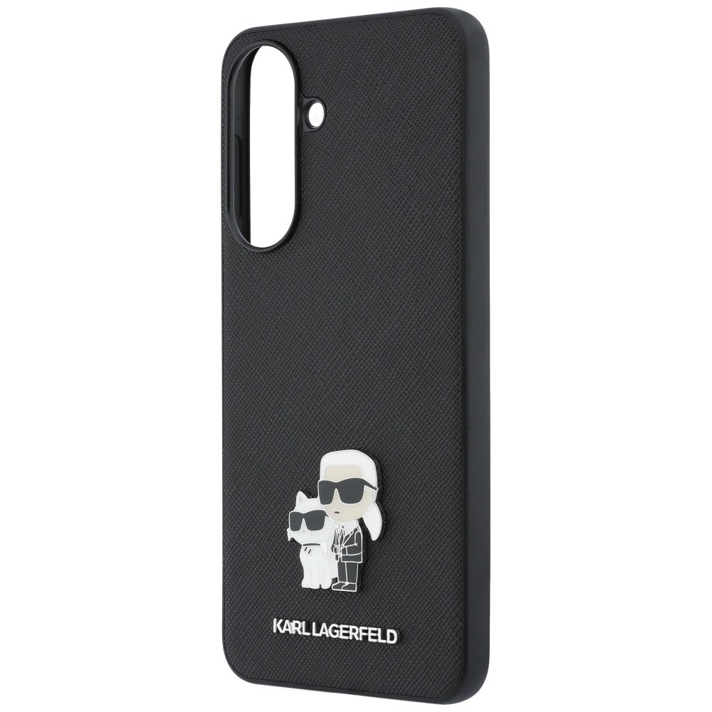 Husa pentru Samsung Galaxy A37 5G, Karl Lagerfeld, Saffiano Karl & Choupette Metal, Neagra