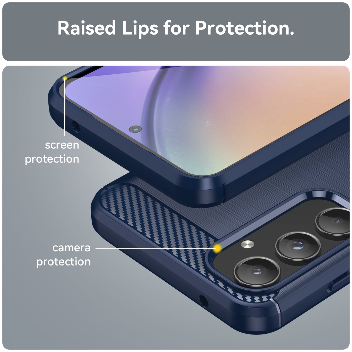 Husa pentru Samsung Galaxy A55 5G A556, Techsuit, Carbon, Albastra