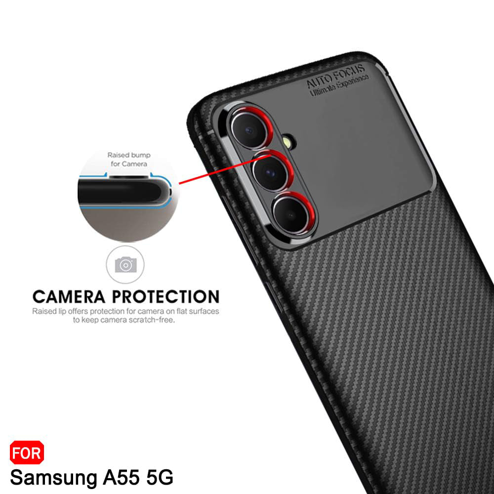 Husa pentru Samsung Galaxy A55 5G A556, Techsuit, CarbonFiber, Neagra