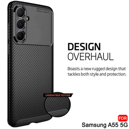 Husa pentru Samsung Galaxy A55 5G A556, Techsuit, CarbonFiber, Neagra