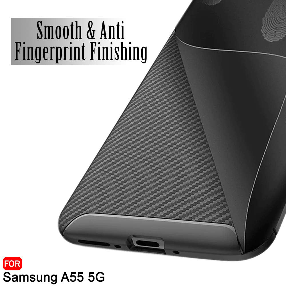 Husa pentru Samsung Galaxy A55 5G A556, Techsuit, CarbonFiber, Neagra