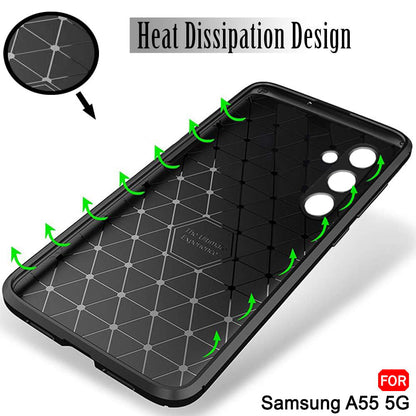 Husa pentru Samsung Galaxy A55 5G A556, Techsuit, CarbonFiber, Neagra