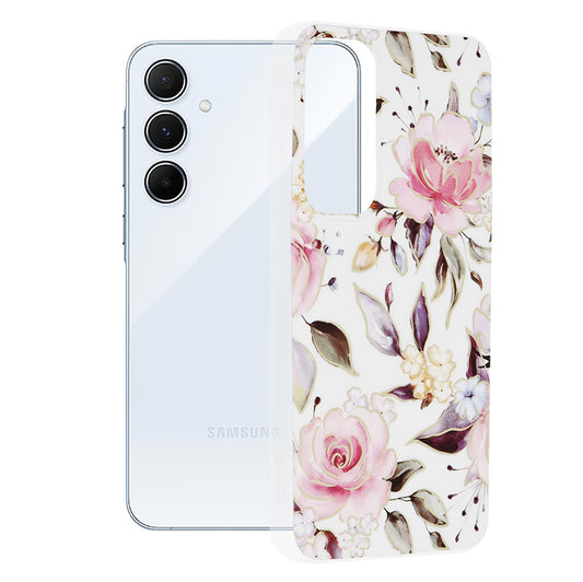 Husa pentru Samsung Galaxy A55 5G A556, Techsuit, Marble, Alba