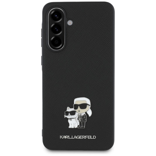 Husa pentru Samsung Galaxy A56 A566, Karl Lagerfeld, Saffiano Karl & Choupette Metal, Neagra