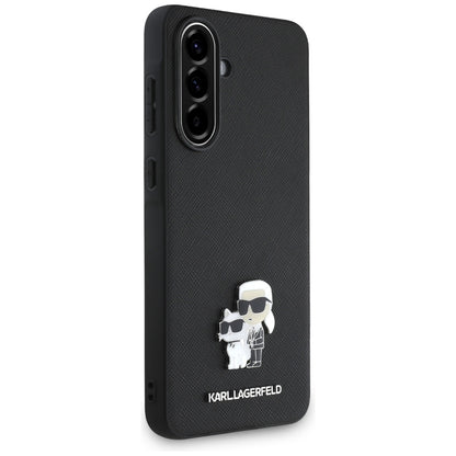 Husa pentru Samsung Galaxy A56 A566, Karl Lagerfeld, Saffiano Karl & Choupette Metal, Neagra