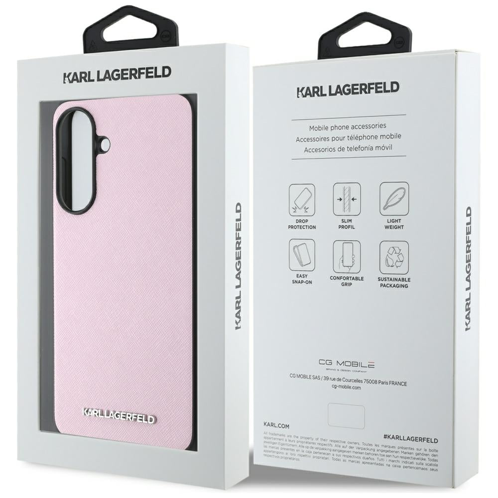 Husa pentru Samsung Galaxy A56 A566, Karl Lagerfeld, Saffiano Metal Logo, Roz