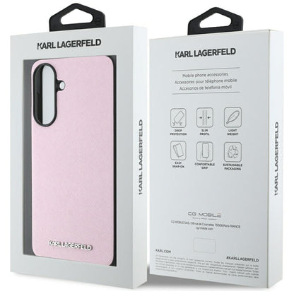 Husa pentru Samsung Galaxy A56 A566, Karl Lagerfeld, Saffiano Metal Logo, Roz