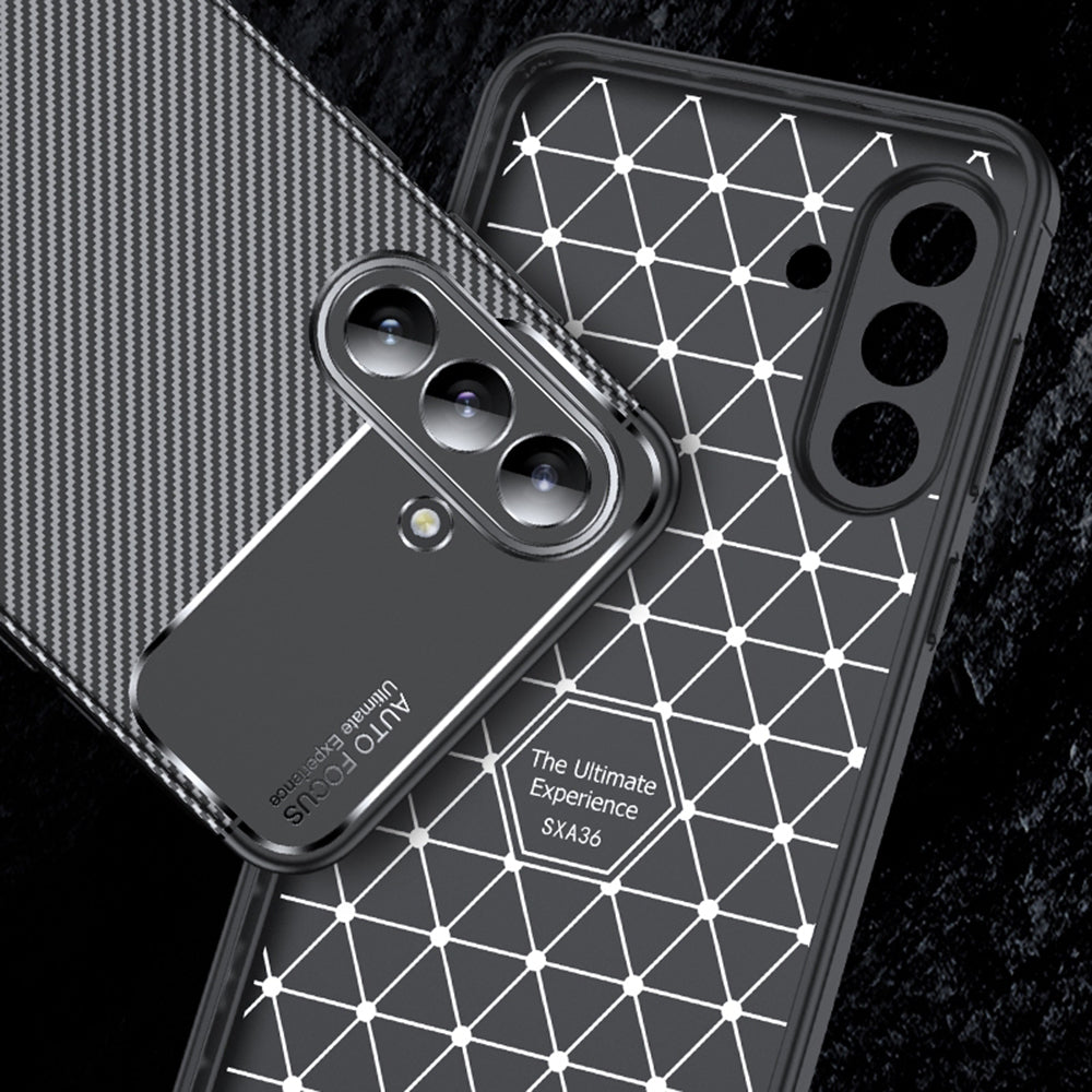 Husa pentru Samsung Galaxy A56 A566, Techsuit, CarbonFiber, Neagra