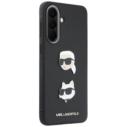 Husa pentru Samsung Galaxy A57 5G, Karl Lagerfeld, Grained Karl & Choupette's Heads Pins and Logo, Neagra