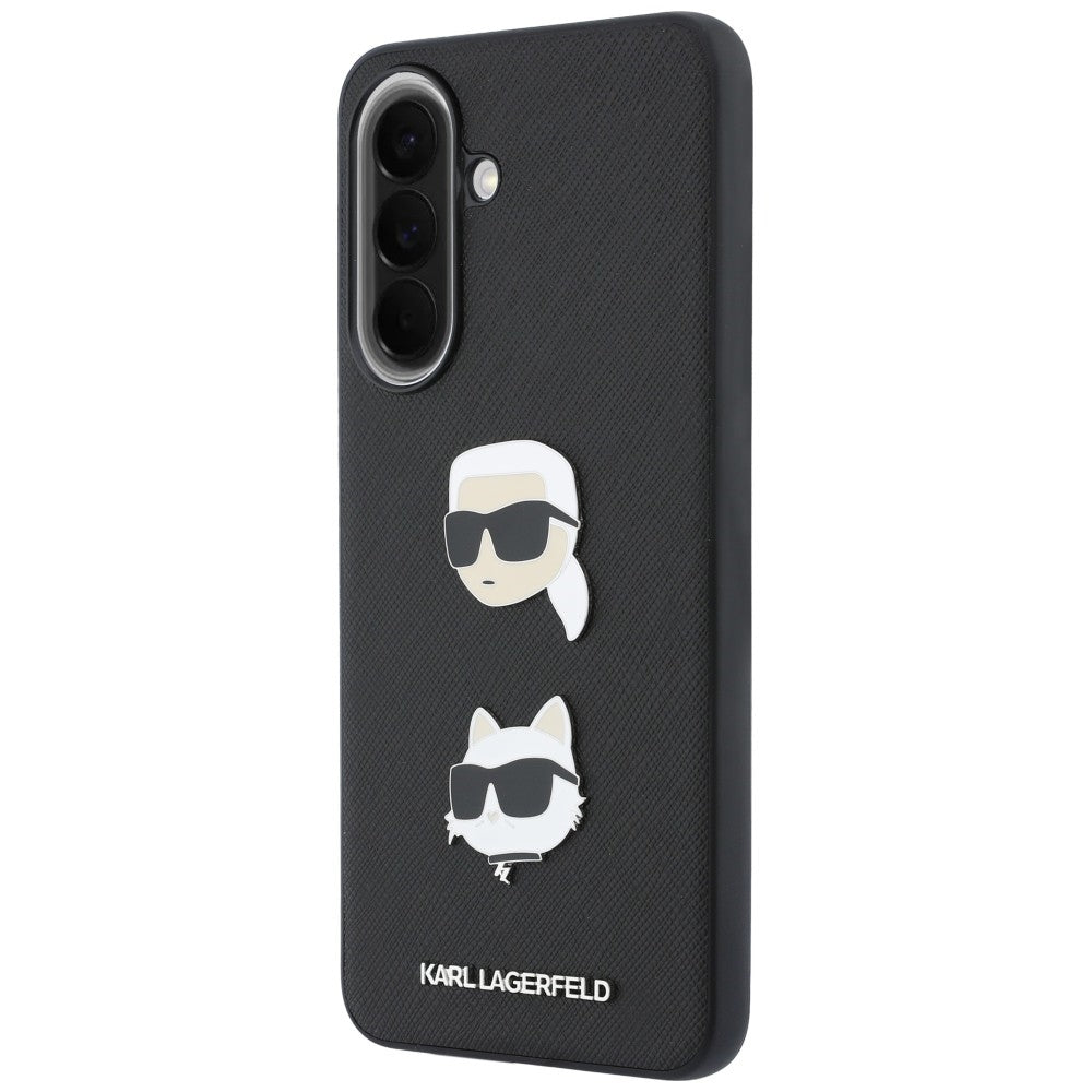 Husa pentru Samsung Galaxy A57 5G, Karl Lagerfeld, Grained Karl & Choupette's Heads Pins and Logo, Neagra
