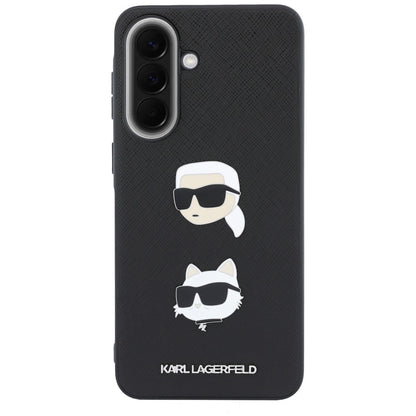 Husa pentru Samsung Galaxy A57 5G, Karl Lagerfeld, Grained Karl & Choupette's Heads Pins and Logo, Neagra