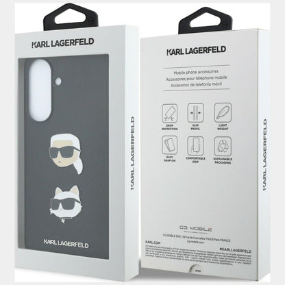 Husa pentru Samsung Galaxy A57 5G, Karl Lagerfeld, Grained Karl & Choupette's Heads Pins and Logo, Neagra
