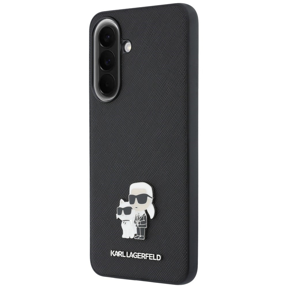 Husa pentru Samsung Galaxy A57 5G, Karl Lagerfeld, Saffiano Karl & Choupette Metal, Neagra