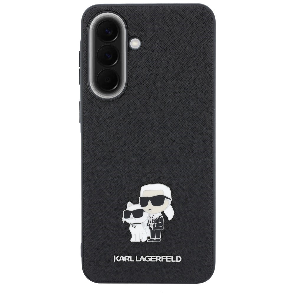 Husa pentru Samsung Galaxy A57 5G, Karl Lagerfeld, Saffiano Karl & Choupette Metal, Neagra