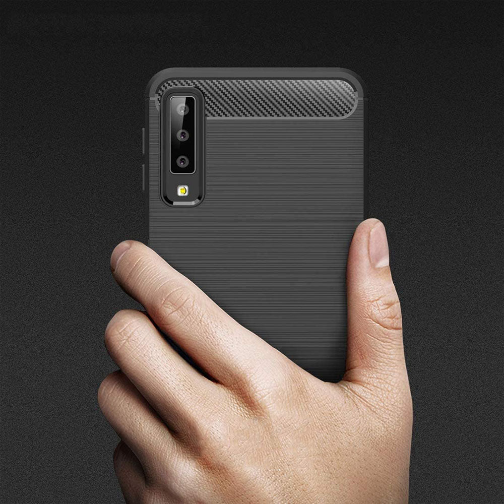 Husa pentru Samsung Galaxy A7 (2018) A750, Techsuit, Carbon, Neagra