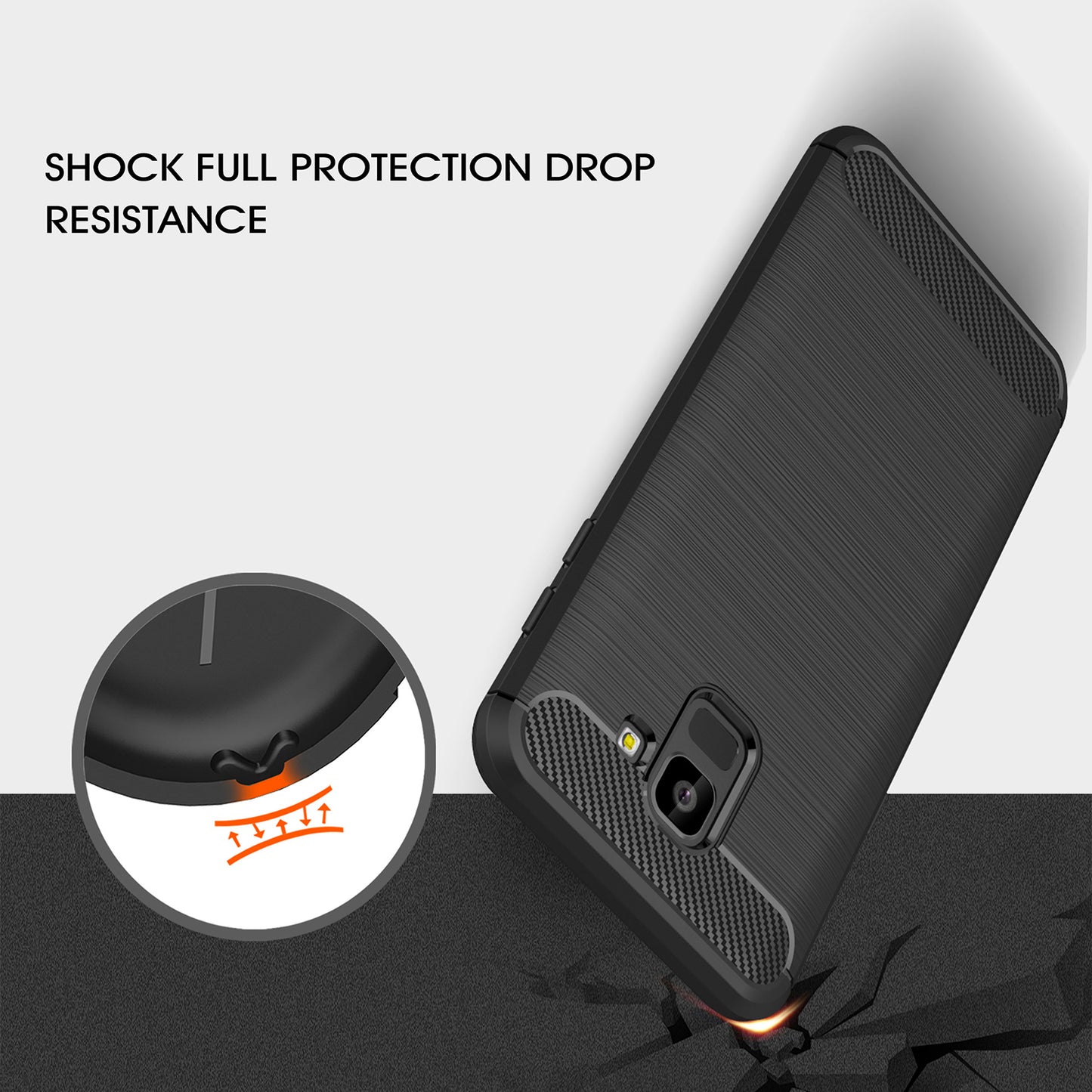 Husa pentru Samsung Galaxy J6 J600, Techsuit, Carbon, Neagra