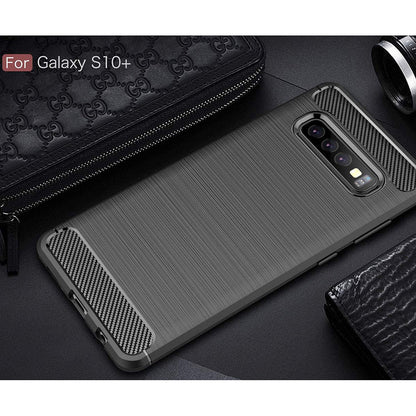 Husa pentru Samsung Galaxy S10+ G975, Techsuit, Carbon, Neagra