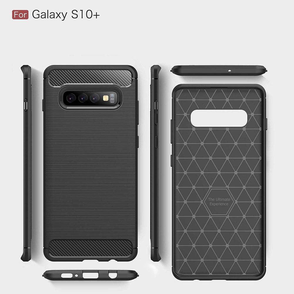 Husa pentru Samsung Galaxy S10+ G975, Techsuit, Carbon, Neagra