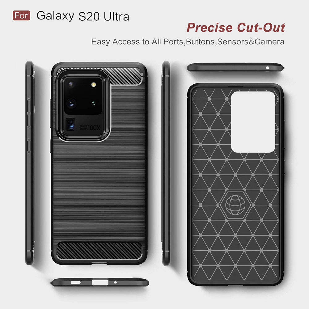 Husa pentru Samsung Galaxy S20 Ultra 5G G988 / S20 Ultra G988, Techsuit, Carbon, Neagra