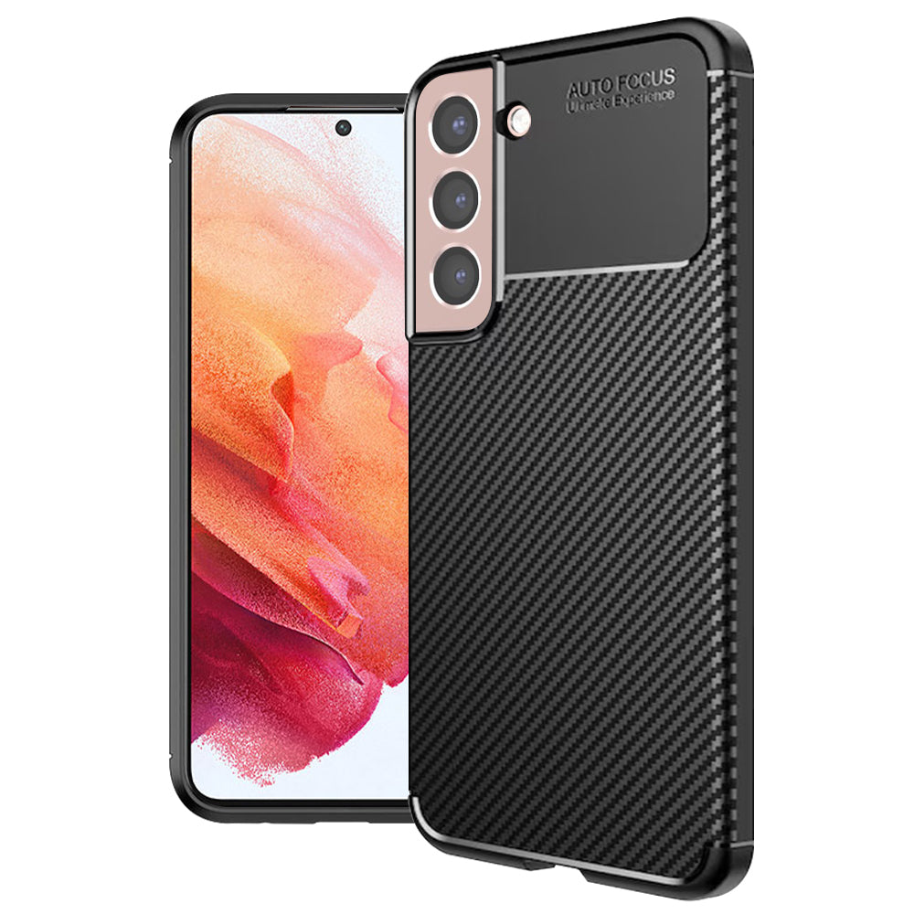 Husa pentru Samsung Galaxy S21 5G G991, Techsuit, CarbonFiber, Neagra