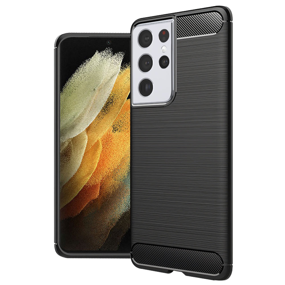 Husa pentru Samsung Galaxy S21 Ultra 5G G998, Techsuit, CarbonFiber, Neagra