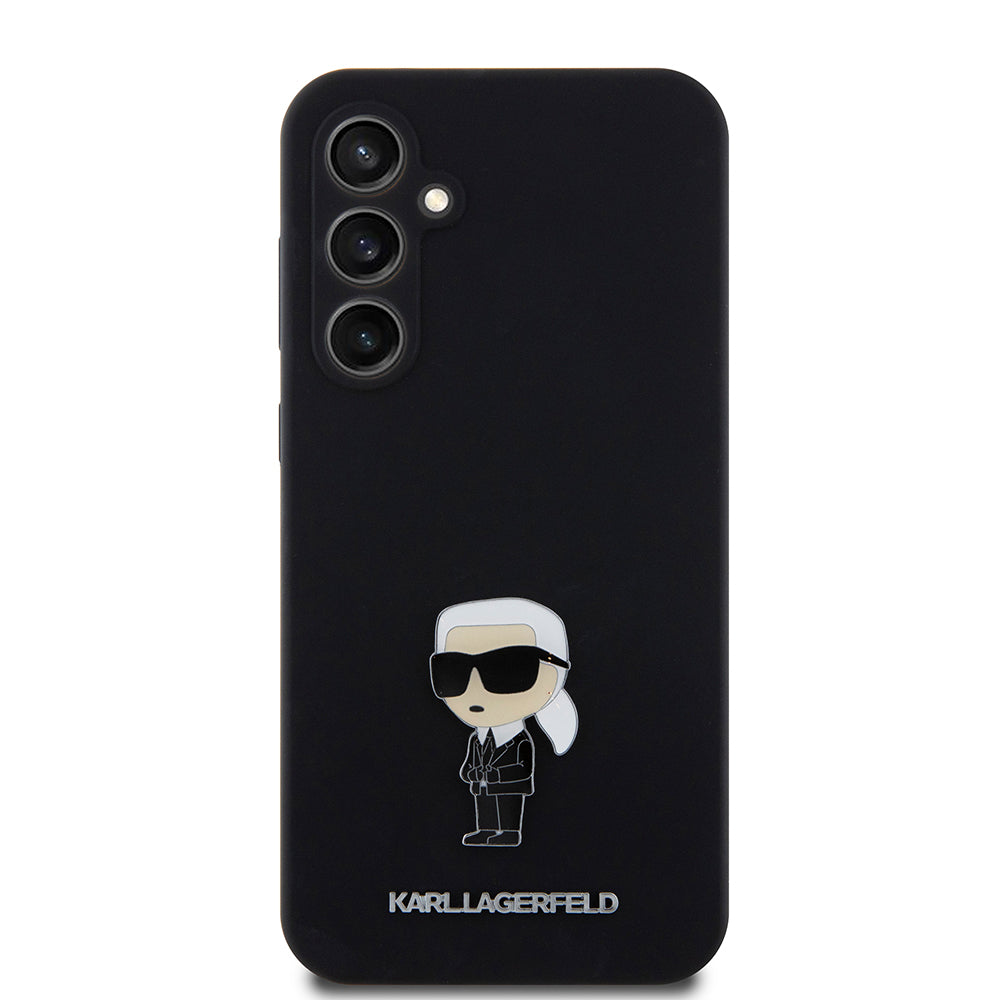 Husa pentru Samsung Galaxy S23 FE S711, Karl Lagerfeld, Silicone Ikonik Karl Metal, Neagra