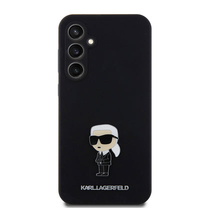 Husa pentru Samsung Galaxy S23 FE S711, Karl Lagerfeld, Silicone Ikonik Karl Metal, Neagra