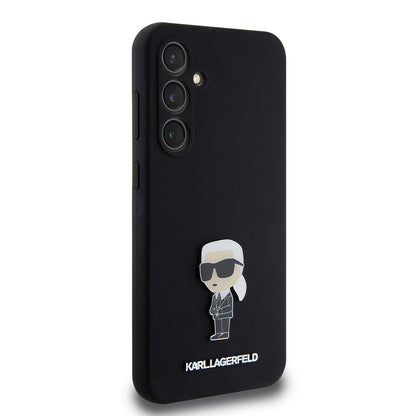 Husa pentru Samsung Galaxy S23 FE S711, Karl Lagerfeld, Silicone Ikonik Karl Metal, Neagra