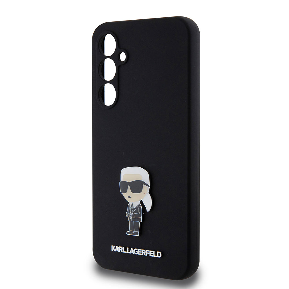 Husa pentru Samsung Galaxy S23 FE S711, Karl Lagerfeld, Silicone Ikonik Karl Metal, Neagra