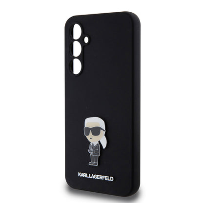 Husa pentru Samsung Galaxy S23 FE S711, Karl Lagerfeld, Silicone Ikonik Karl Metal, Neagra