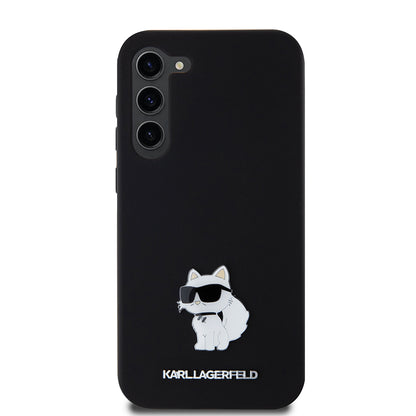 Husa pentru Samsung Galaxy S23+ S916, Karl Lagerfeld, Silicone Choupette Metal, Neagra