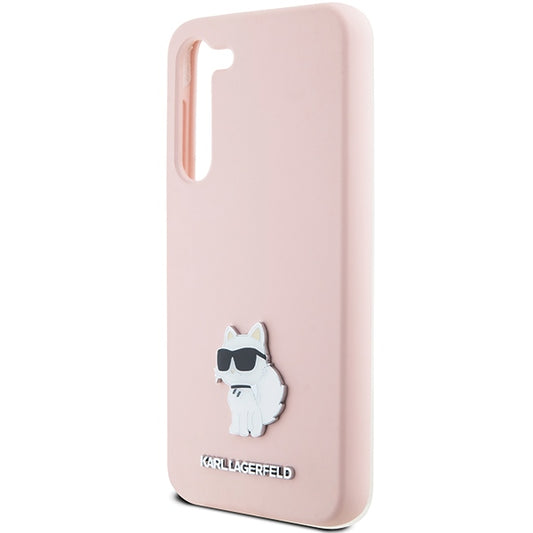 Husa pentru Samsung Galaxy S23+ S916, Karl Lagerfeld, Silicone Choupette Metal, Roz