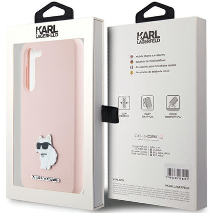 Husa pentru Samsung Galaxy S23+ S916, Karl Lagerfeld, Silicone Choupette Metal, Roz