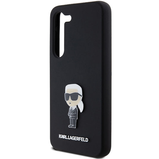 Husa pentru Samsung Galaxy S23+ S916, Karl Lagerfeld, Silicone Ikonik Karl Metal, Neagra