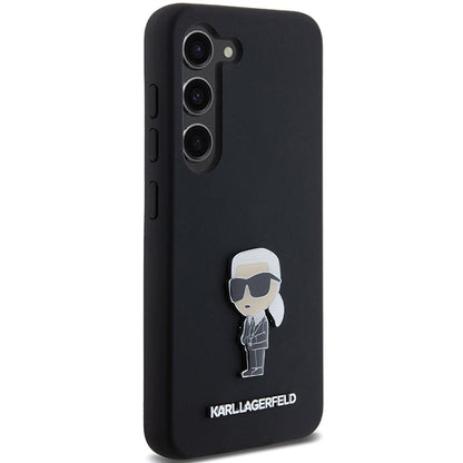 Husa pentru Samsung Galaxy S23+ S916, Karl Lagerfeld, Silicone Ikonik Karl Metal, Neagra