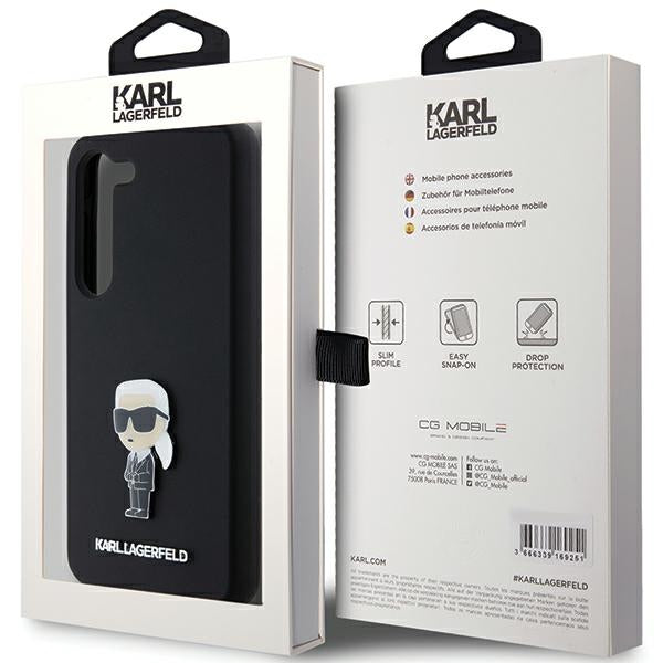 Husa pentru Samsung Galaxy S23+ S916, Karl Lagerfeld, Silicone Ikonik Karl Metal, Neagra