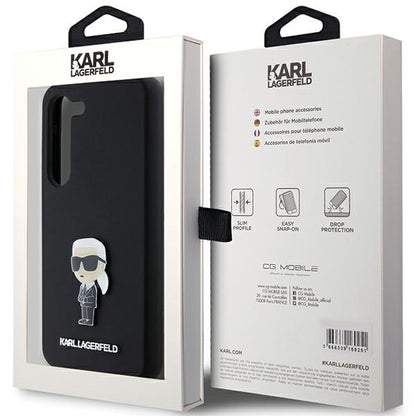 Husa pentru Samsung Galaxy S23+ S916, Karl Lagerfeld, Silicone Ikonik Karl Metal, Neagra