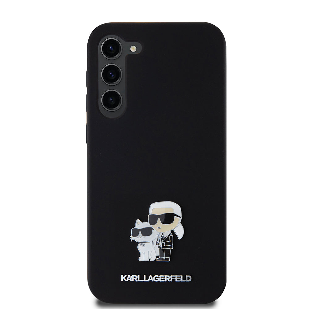 Husa pentru Samsung Galaxy S23+ S916, Karl Lagerfeld, Silicone Karl & Choupette Metal, Neagra