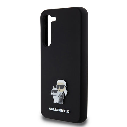 Husa pentru Samsung Galaxy S23+ S916, Karl Lagerfeld, Silicone Karl & Choupette Metal, Neagra