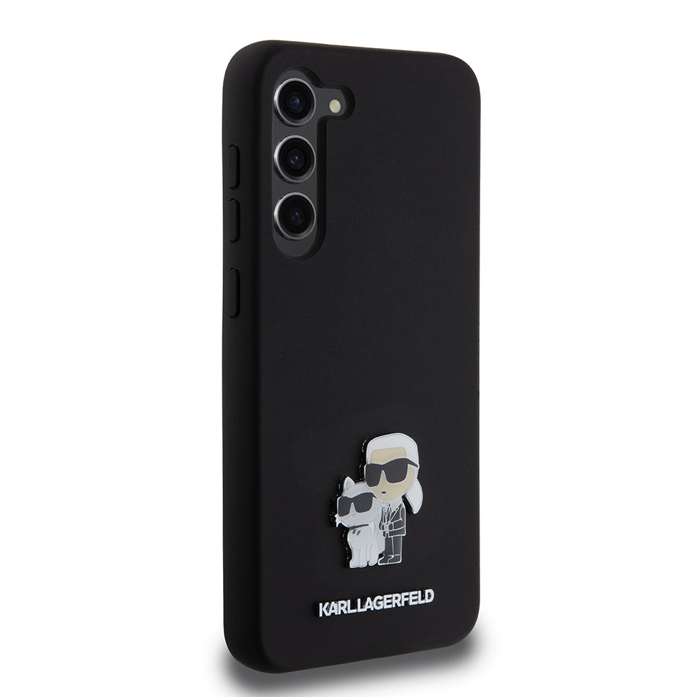 Husa pentru Samsung Galaxy S23+ S916, Karl Lagerfeld, Silicone Karl & Choupette Metal, Neagra