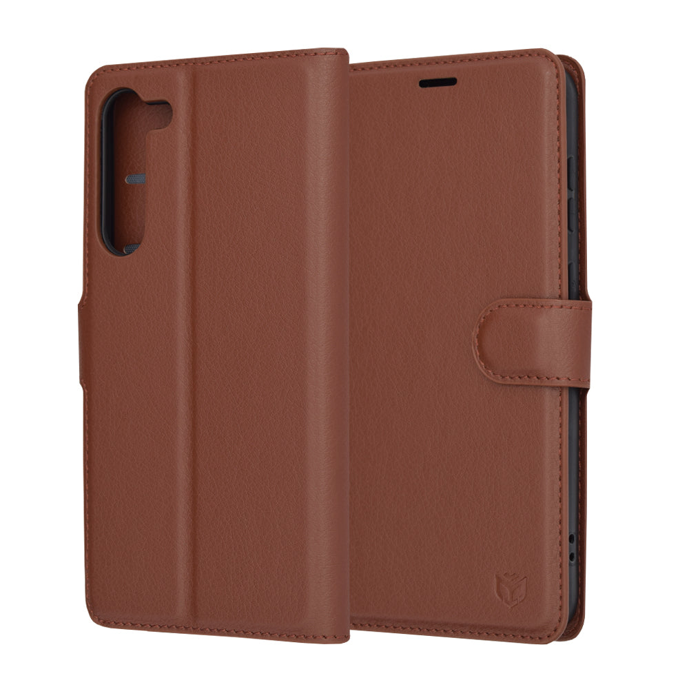 Husa pentru Samsung Galaxy S23+ S916, Techsuit, Leather Folio, Maro