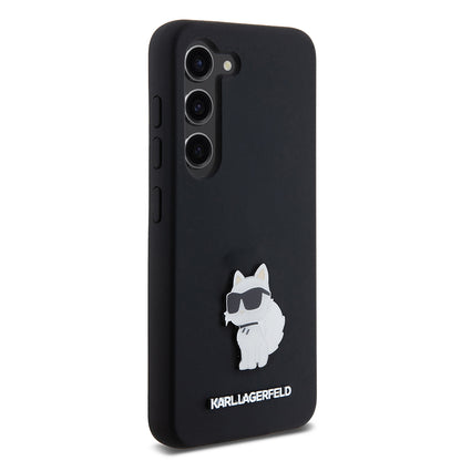 Husa pentru Samsung Galaxy S23 S911, Karl Lagerfeld, Silicone Choupette Metal, Neagra