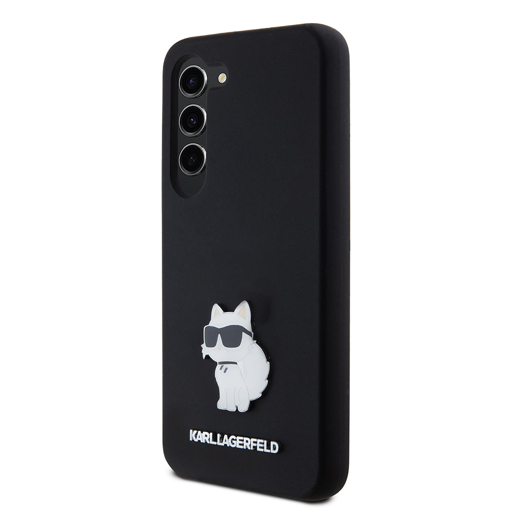 Husa pentru Samsung Galaxy S23 S911, Karl Lagerfeld, Silicone Choupette Metal, Neagra